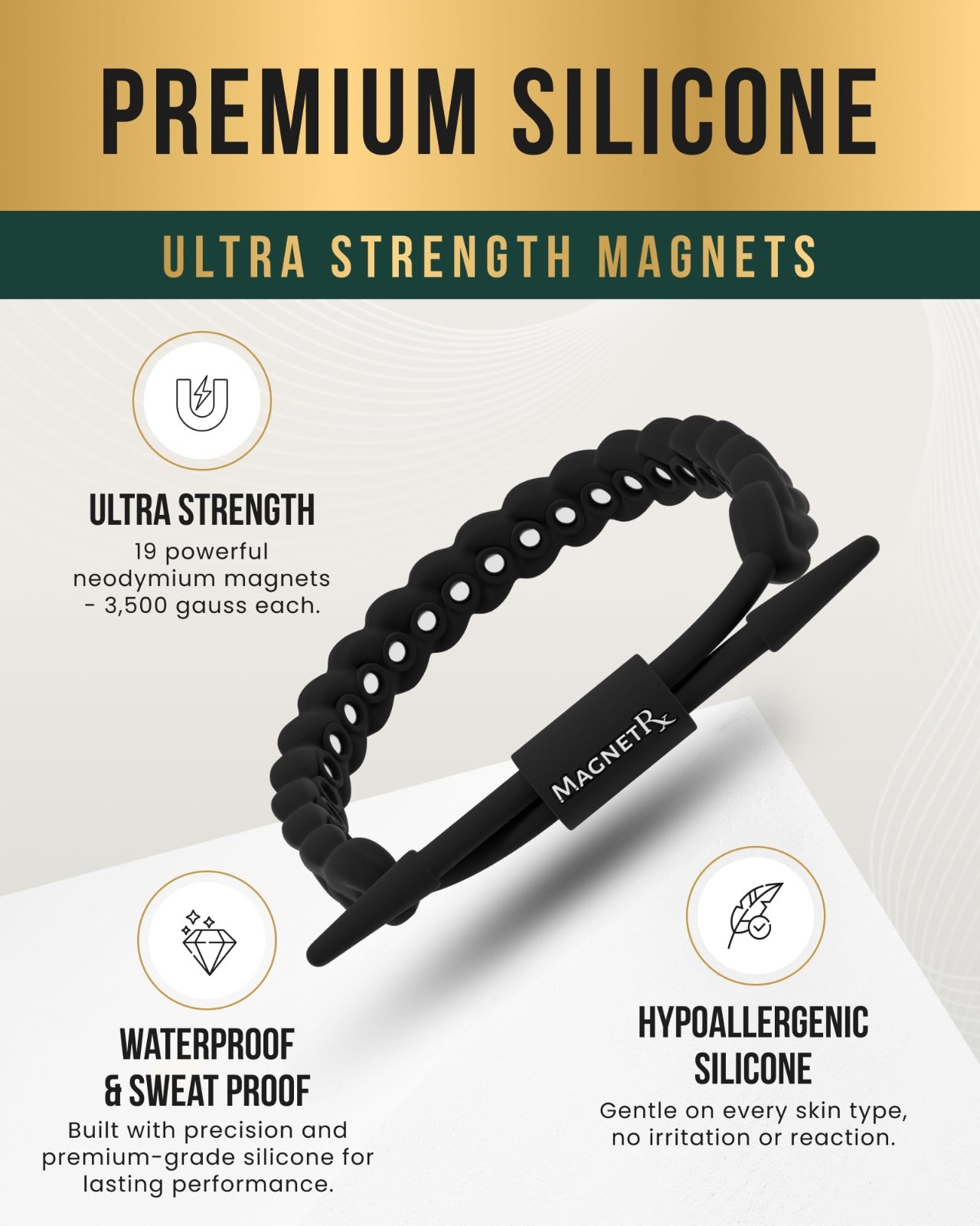 MagnetRX® Magnetic Sports Bracelet for Men Ultra Strength Magnetic for Unisex