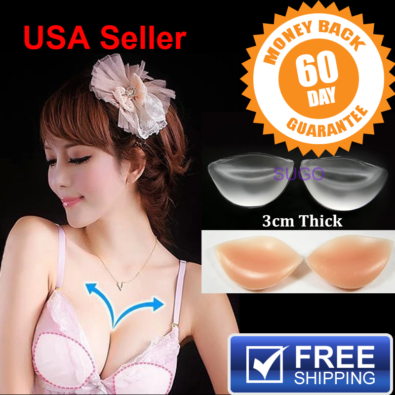 ""JUMBO"" Silicone Insert Pads Gel Push Up Bra Breast Enhancer Bikini Swimsuit