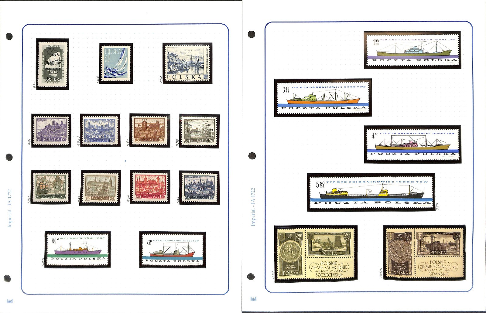 Poland Stamp Collection on 11 Pages, Ships on Stamps (CA)