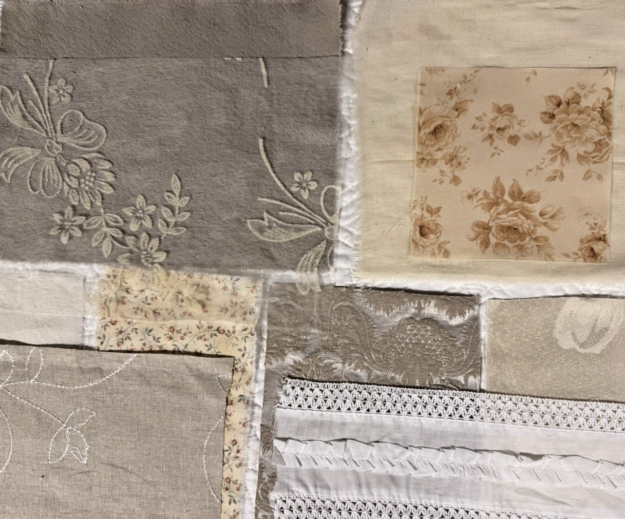 Slow Stitch Maker Neutrals Bundle – Vintage Fabric & Lace