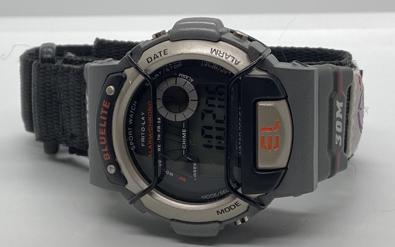 BLUELIGHT AND FRITO LAY MENS WATCH ALARM CHRONO Backlight New Battery Canvas