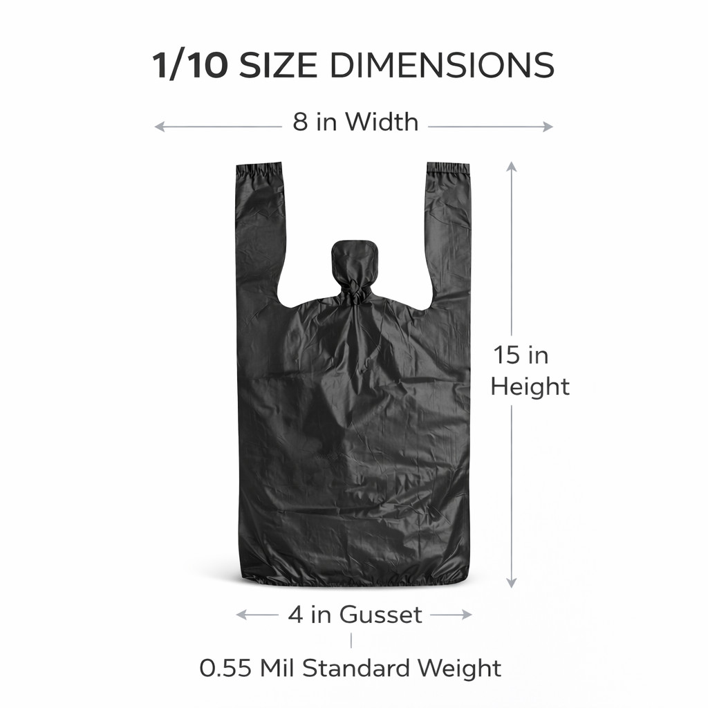 Any Color Bags 1/10  Small  8 x 4 x 15  T-Shirt Plastic Grocery   Bags 0.55 mil