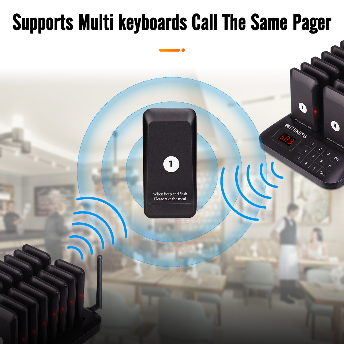Retekess TD157 Restaurant Pager Calling Queuing System 16 Buzzer Cafe Clinic Bar