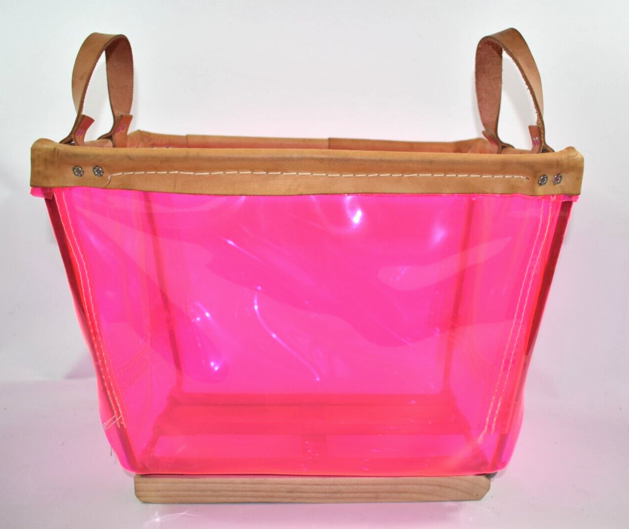 Victoria's Secret VS Barbie Pink Store Display Storage Bin Basket Leather Handle