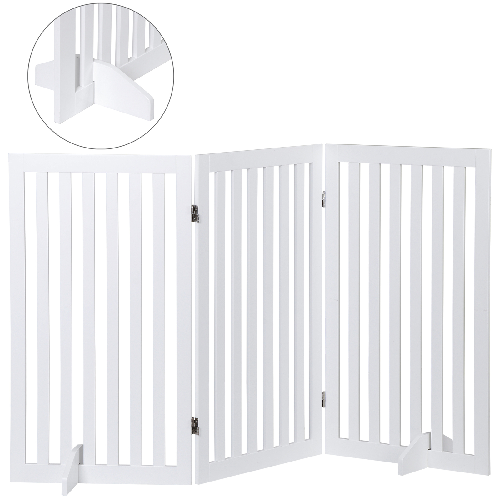 36'' H Foldable Pet Dog Gate Freestanding Dog Carrier for Doorway Indoor White