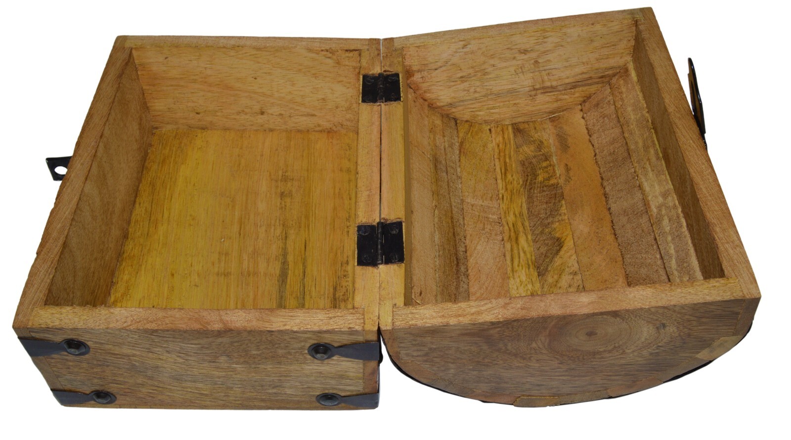 Pirate's Treasure Chest Wooden Nautical Jewelry Box with Functional Lock and Key