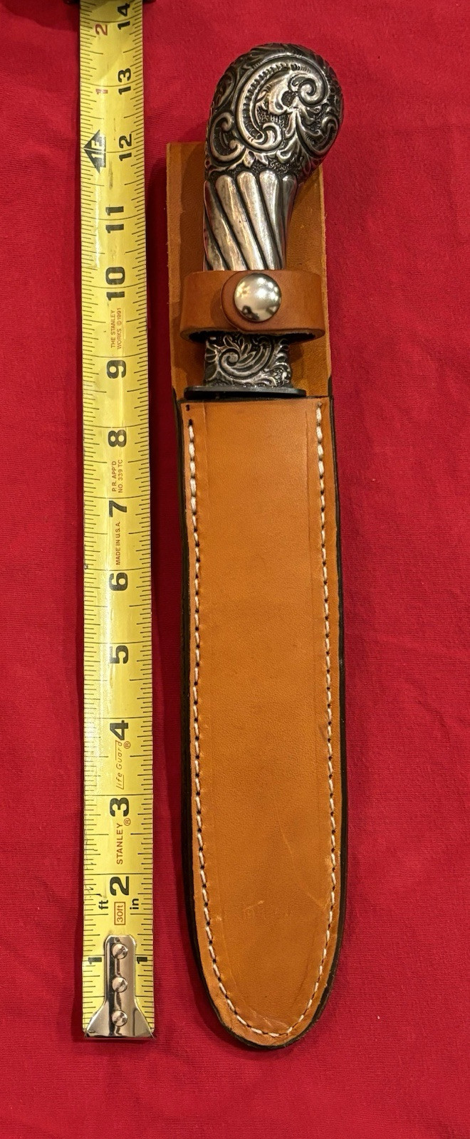 ANTIQUE SWORD HANDLE & USA FILE TO A THEATER KNIFE - NEW SHEATH