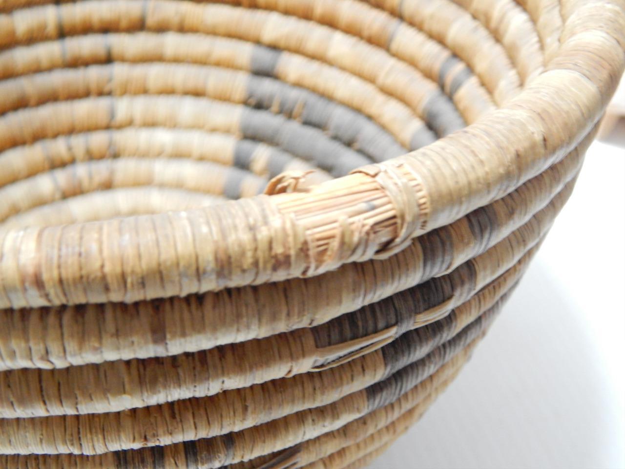 ANTIQUE VINTAGE HOPI PUEBLO DEER PICTORIAL INDIAN COILED BASKET POLYCHROME