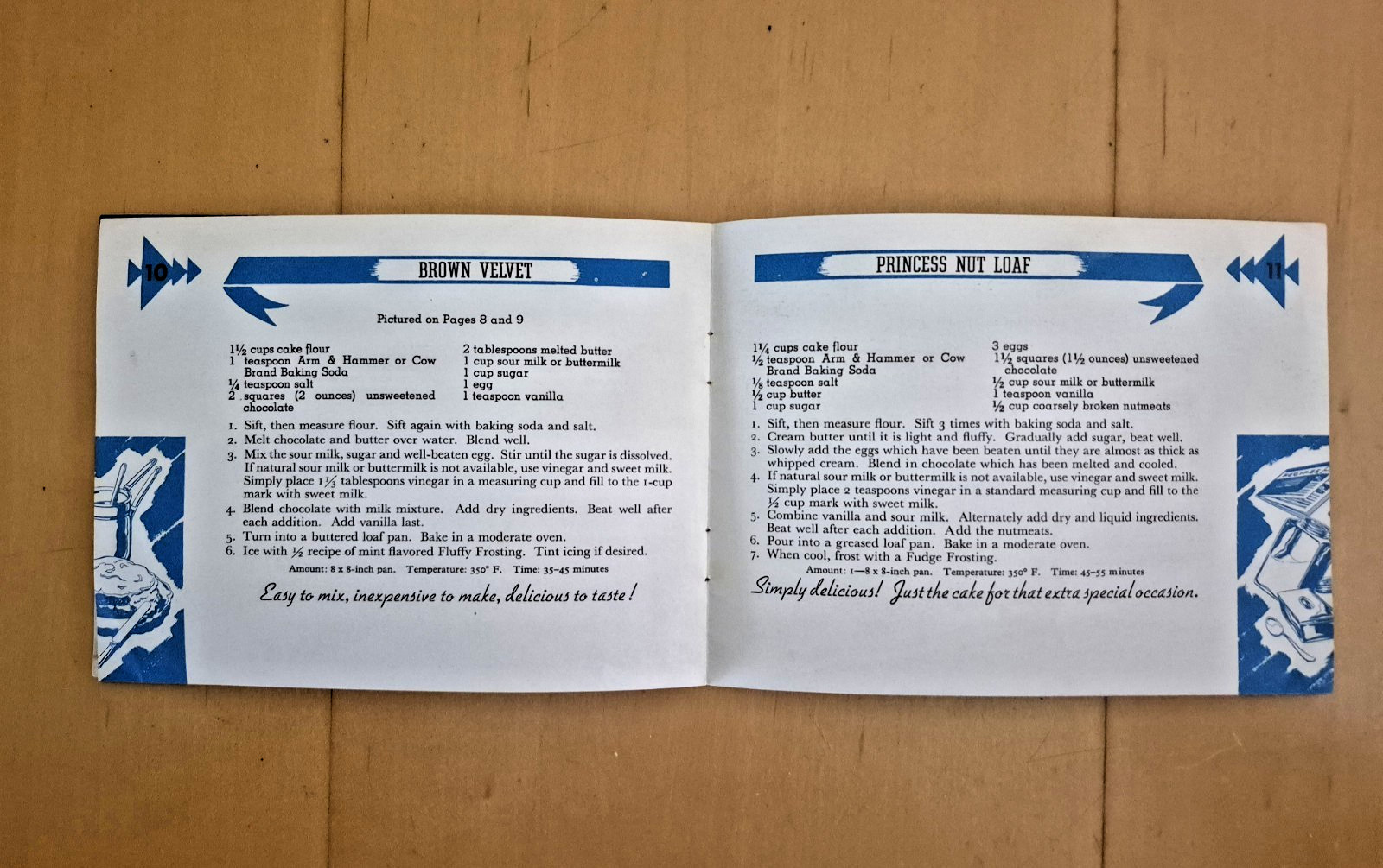 Vintage 1938 GOOD THINGS TO EAT MY FAVORITE CHOCOLATE CAKES - Arm & Hammer RARE