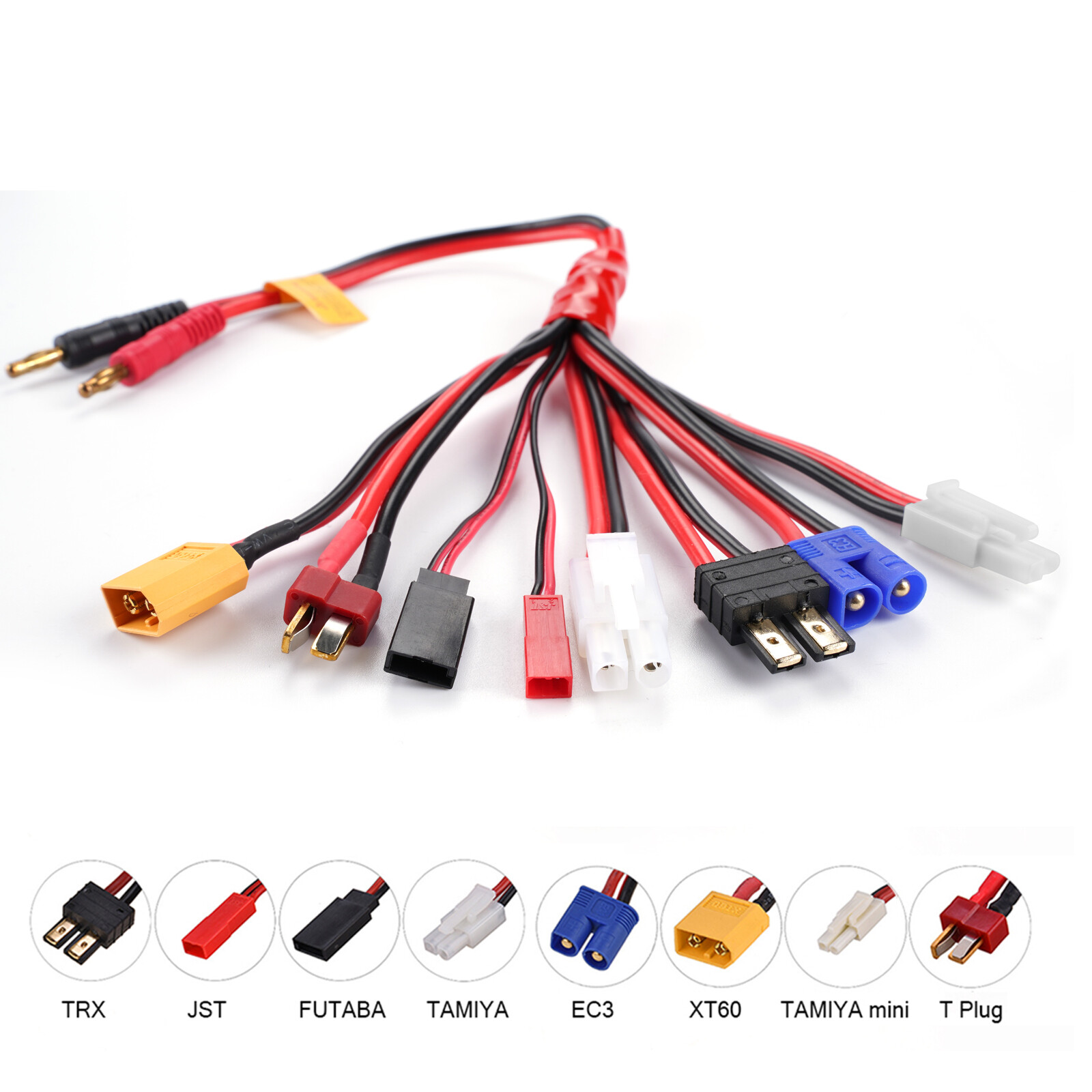 8 in1 RC Lipo Battery Charger Adapter Connector Splitter Wire for XT60H TRX Plug