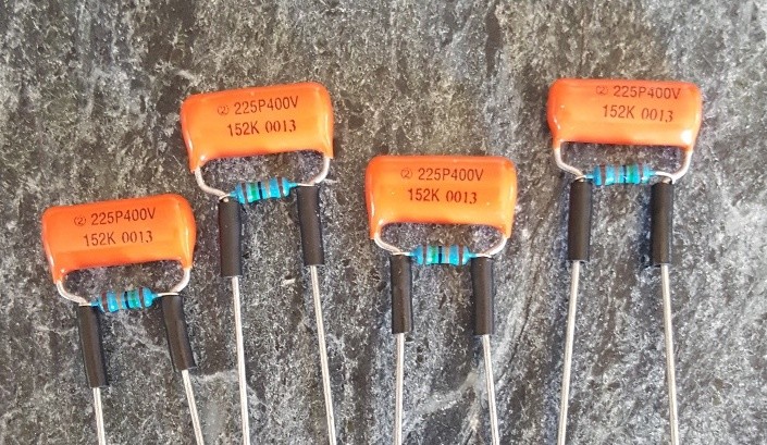 4 -Sprague ORANGE DROP Treble Bleed Mods .0015uf/150k - Strat, Tele, humbuck