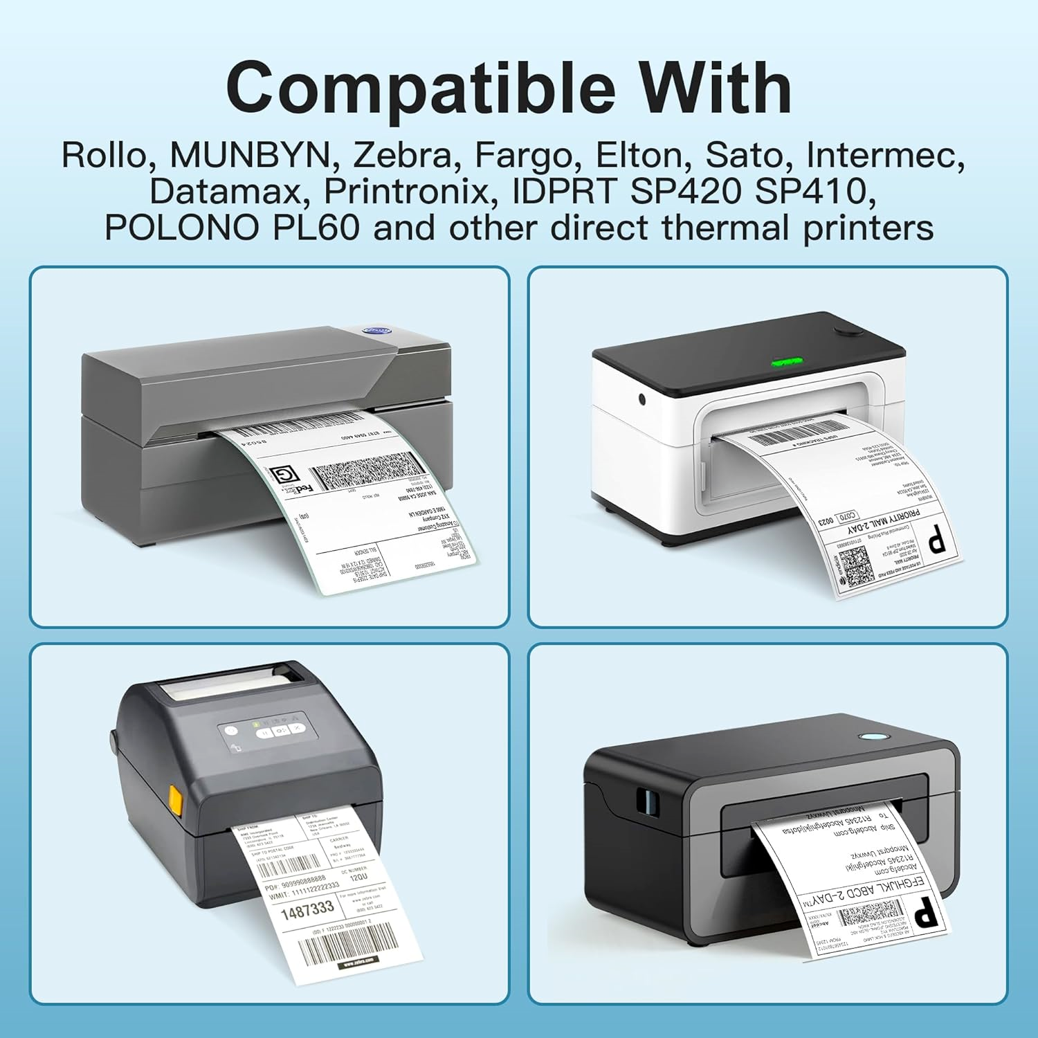 4x6 Thermal Direct Shipping Label Compatible with MUNBYN, Rollo, IDPRT SP420,