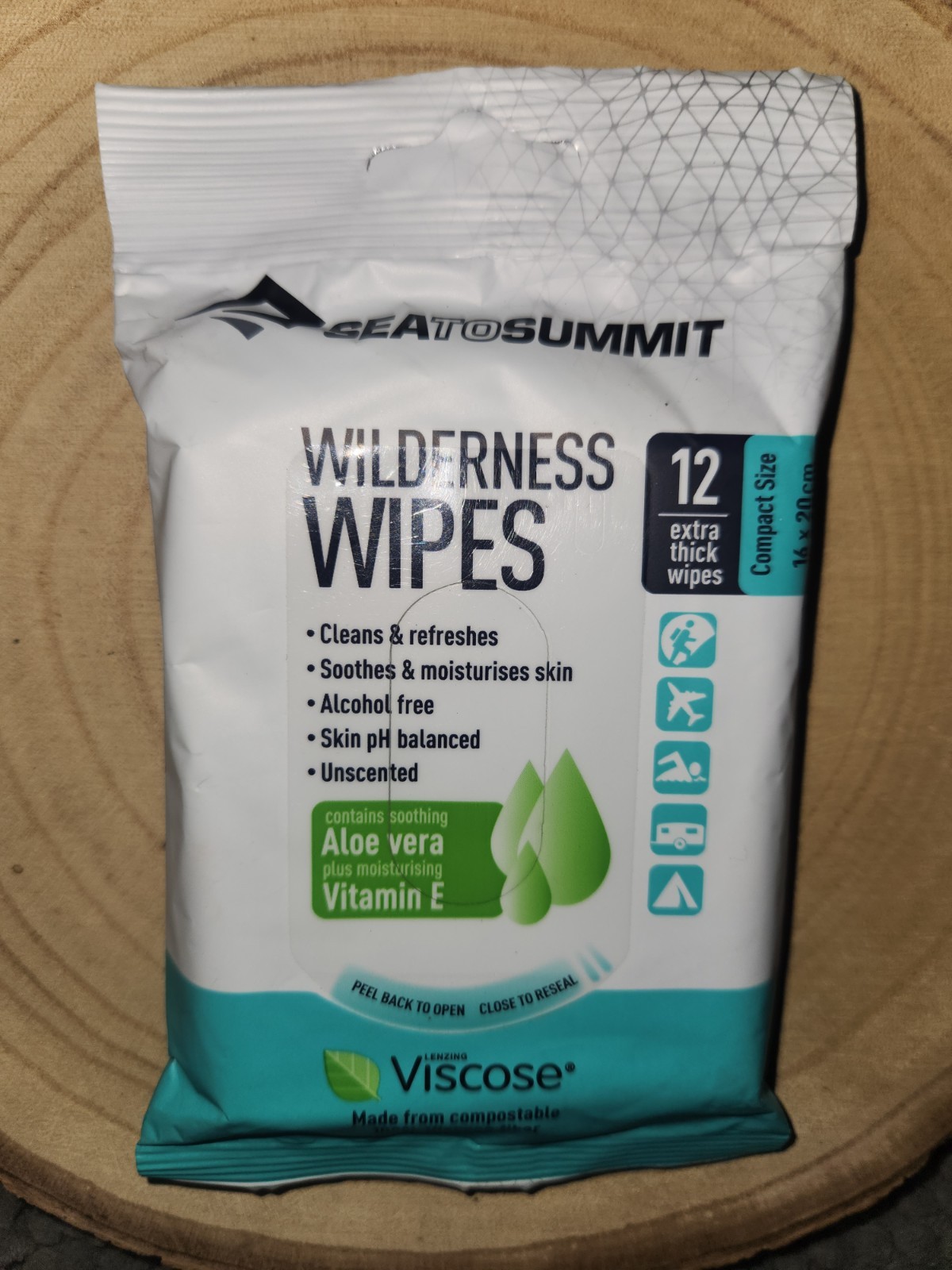 Sea To Summit WILDERNESS WIPES W/ Aloe Vera 12 Compostable 6x8in Wipes~NEW