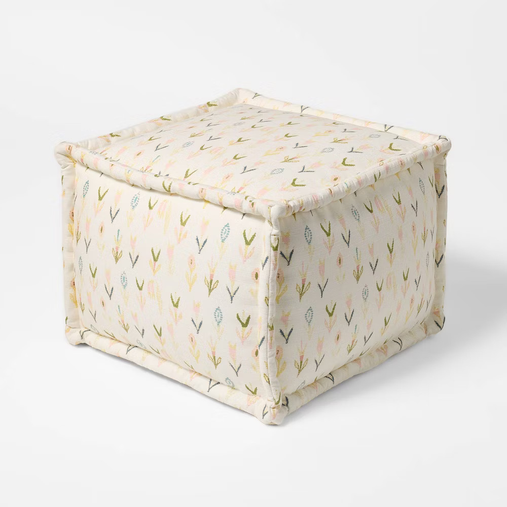 Woven Cotton Printed Pouf Ottoman - Threshold designed with Studio McGee