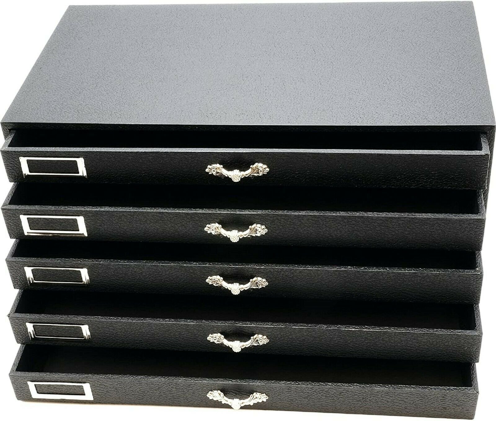 Novel Box 5 Drawer Jewelry Hobby Organizer Display Case w/Grey Flocked Compart