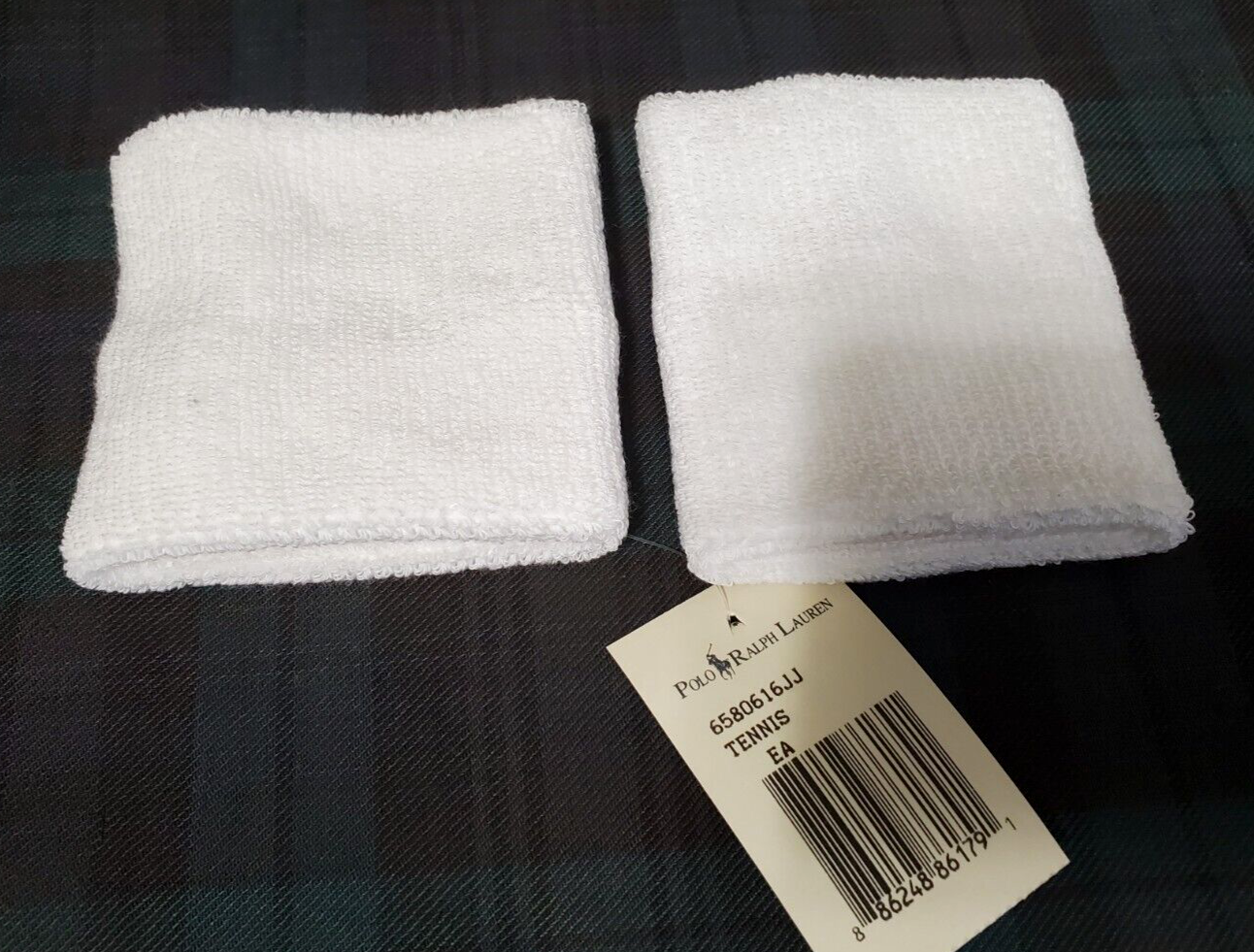 POLO RALPH LAUREN ICONIC PONY WHITE COTTON ELASTICIZED TENNIS WRISTBAND: OSFA