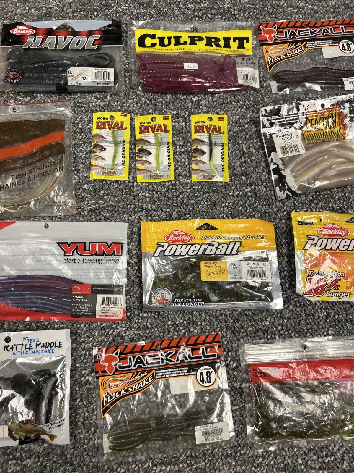 Bass Fishing Lures Soft Plastics Worm Lot RoboWorm Powerbait Yum Jackall Rival