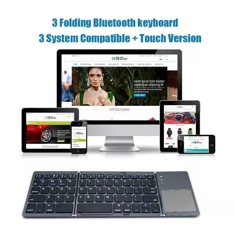 Mini Folding Wireless Bluetooth Keyboard With Touchpad for Laptop Tablet Phone