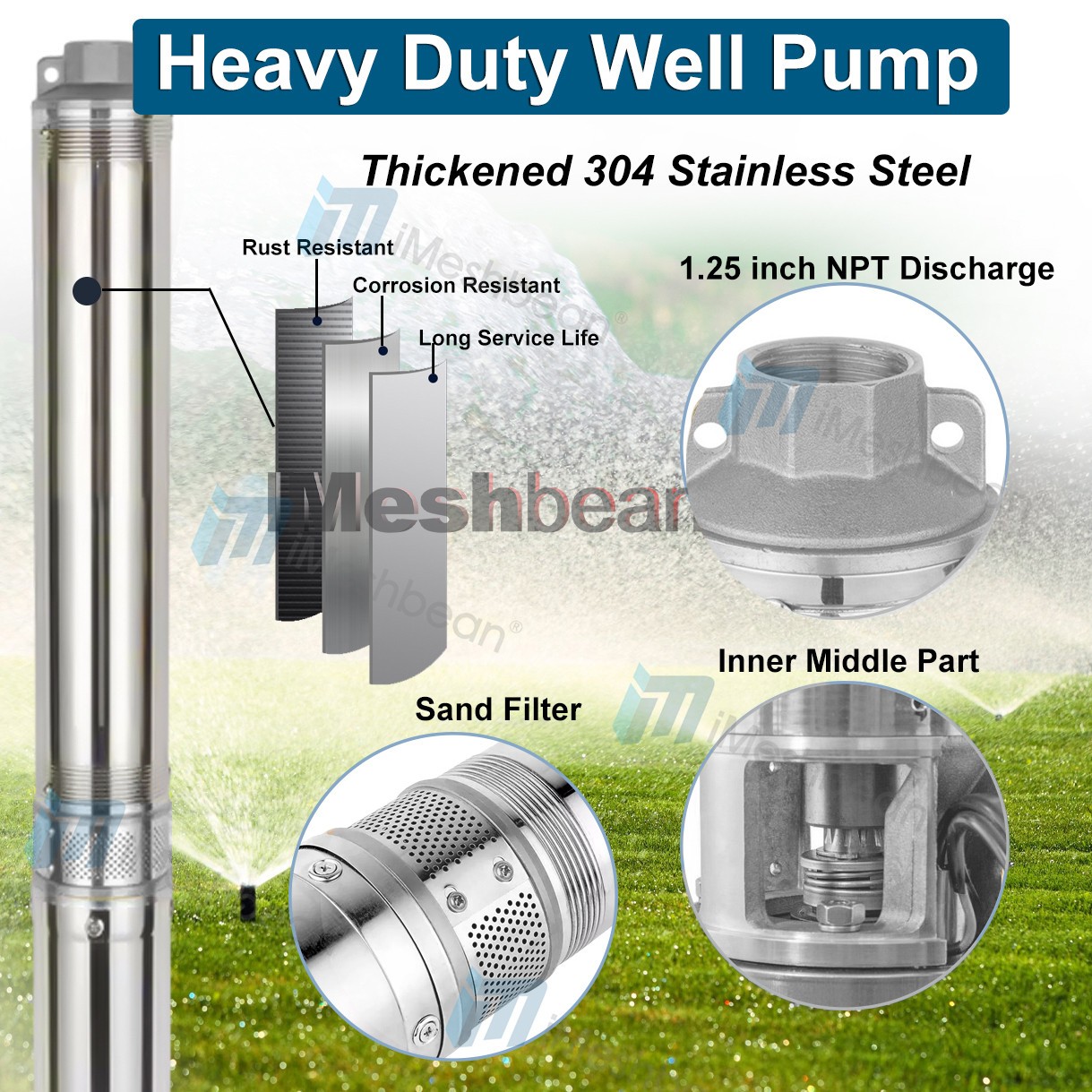 4" AC/DC 220V Solar Powered Bore Well Water Pump 2HP Submersible Hybrid Deep