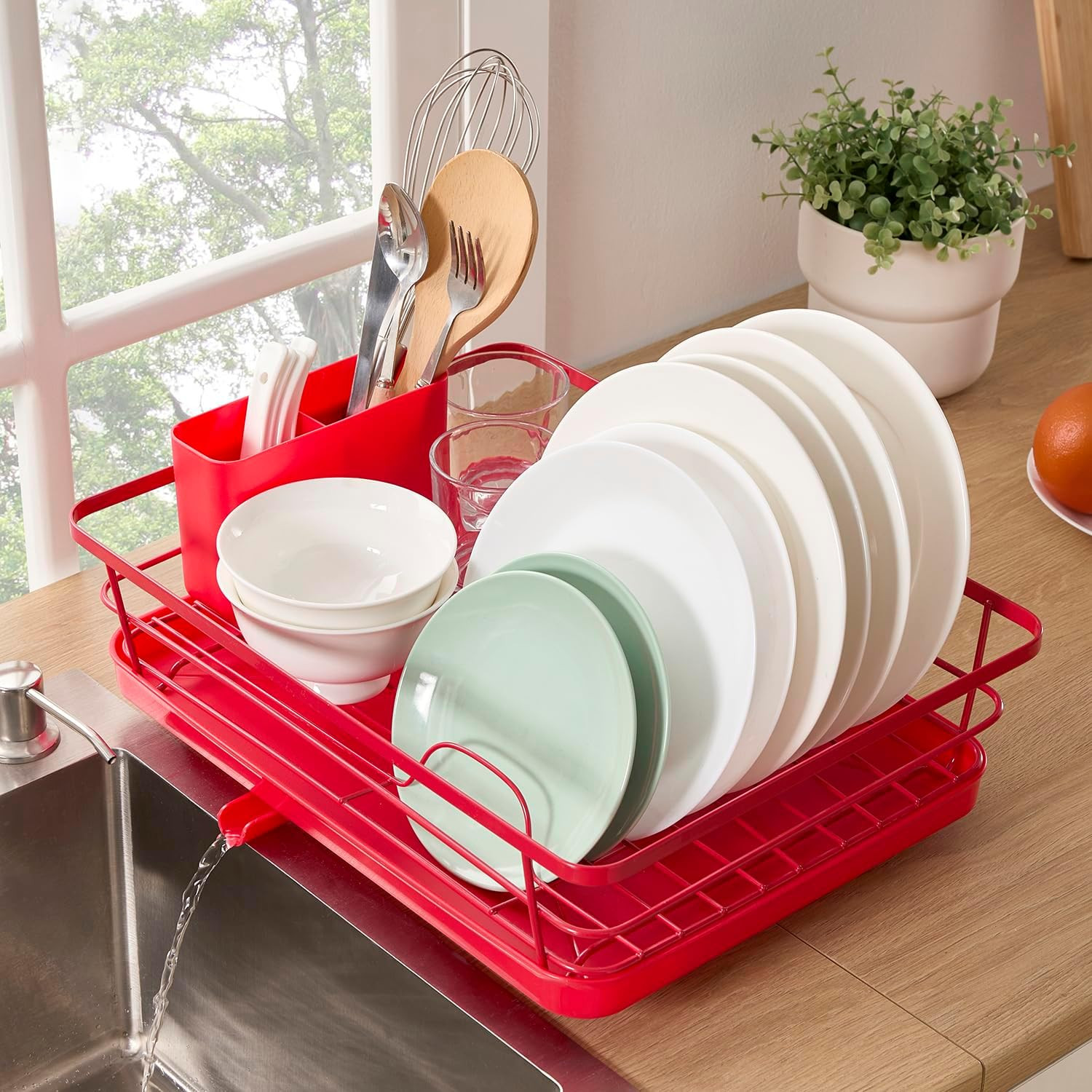 Dish Drying Rack 3 Piece Dish Drainer with Drainboard Set for Kitchen Counter ✅–