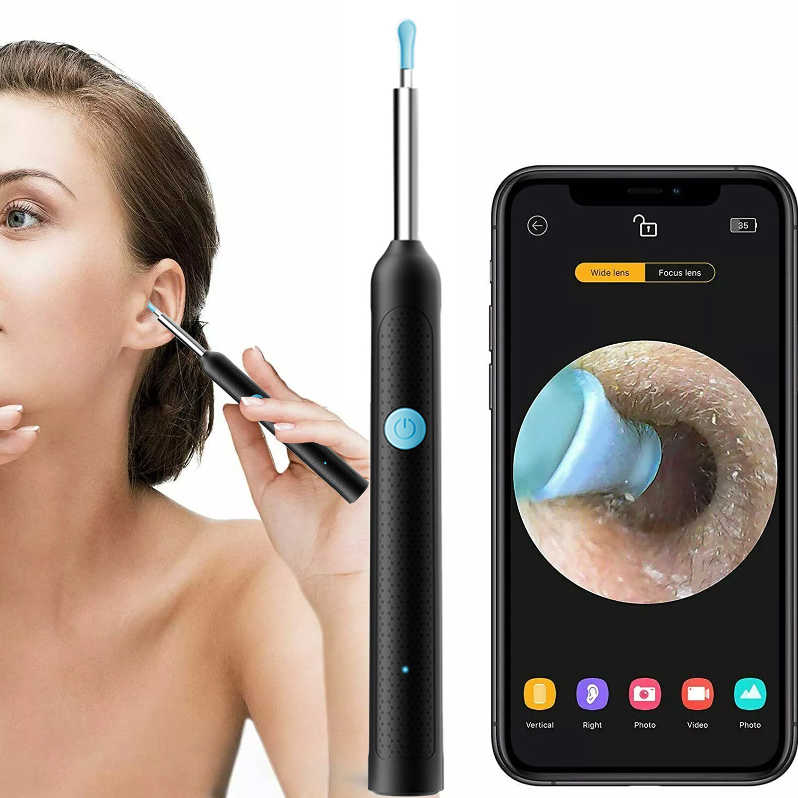 WIreless Ear Wax Removal Tool Camera WiFi Visual Ear Pick Rechargeable Endoscope