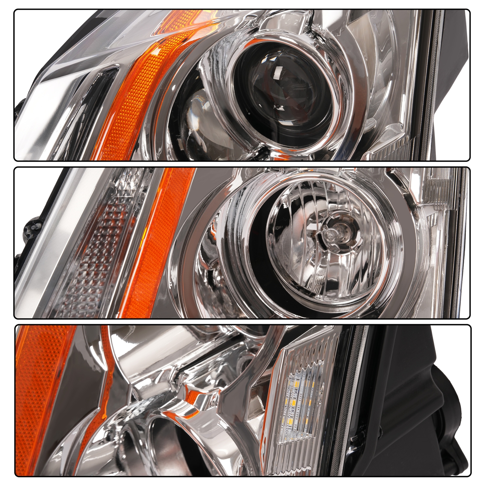 HECASA Halogen Pair Headlight For Cadillac CTS 08-15 Left and Right With Bulbs