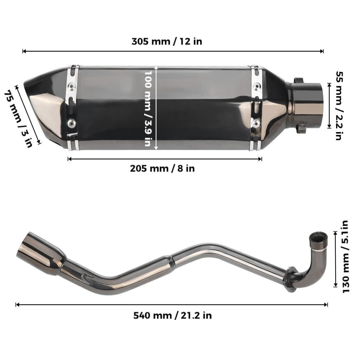 2014-2025 For Honda Grom MSX125 / ABS Full Black Exhaust System Headers Muffler