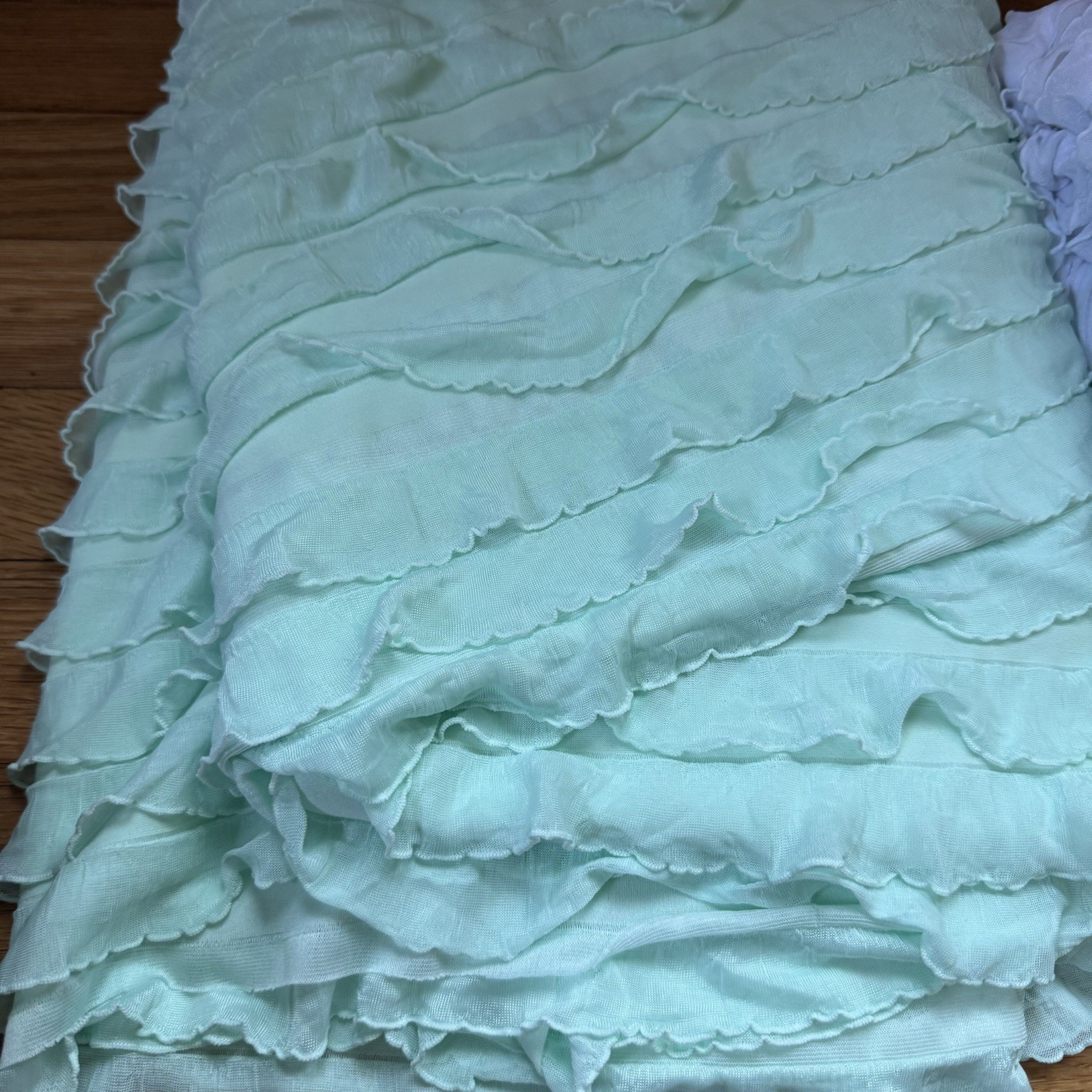 Unbranded Frilly Photo Prop Blankets Covers White Mint Green Backdrop