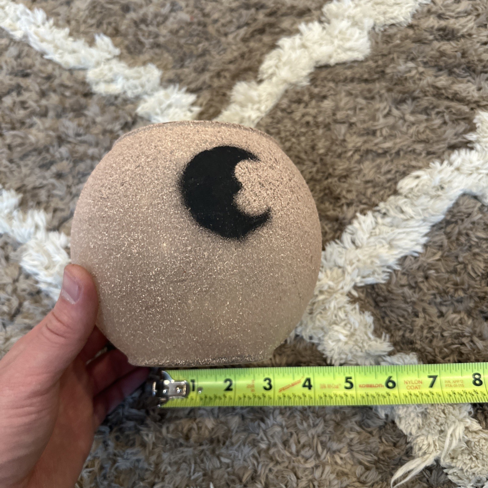 Decorative Texturized Material Coated Glass Bowl With Painted Moon 5.5” Diameter