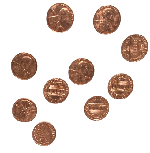 10 Set MINI PENNIES Tiny Penny Lincoln Coins For Magic Tricks Shrinking Joke