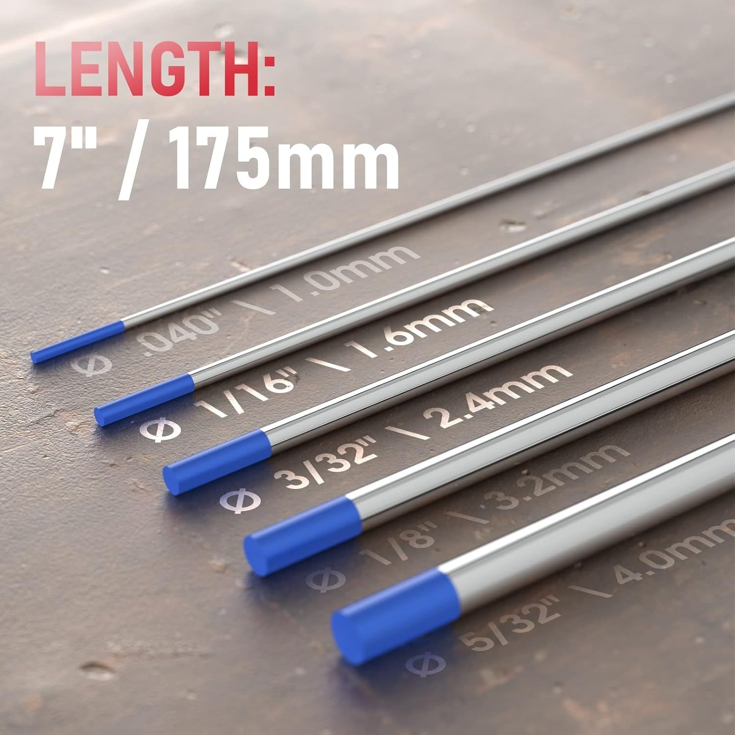 TIG Welding Tungsten Electrode 2% Lanthanated 5pk 1/16" & 5pk 3/32" by 7" Ass...