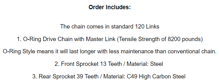 Gold O-Ring Drive Chain & Sprocket Kit for Honda ATC250R 1986 / TRX250R 1986 87