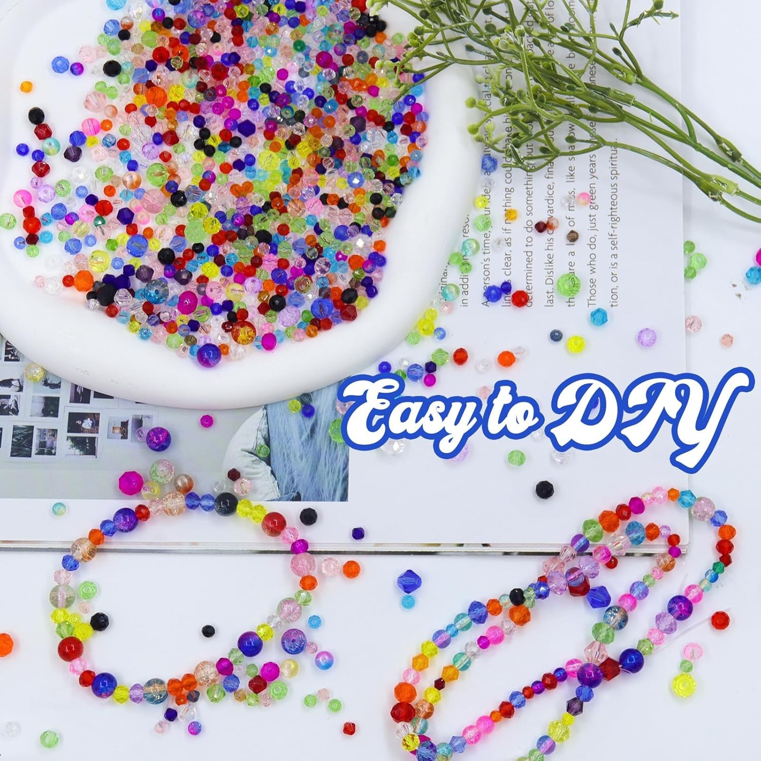 1300PCS Glass Beads for Jewelry Making Colorful Rainbow Craft Crystal Beads A...