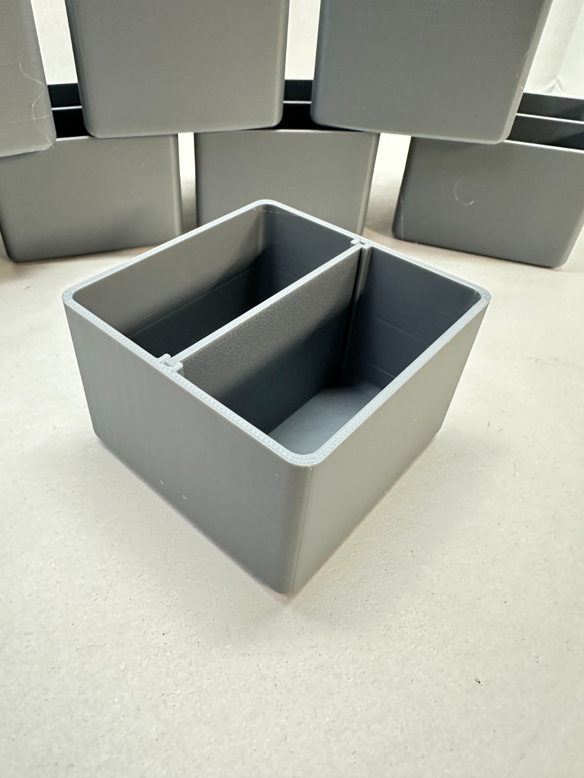 8 Tool Box Bins- 3" x 3" x 2” Deep W/ Divider (Actual Dimensions) - Gray