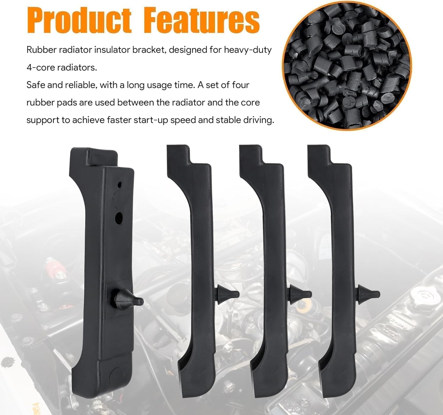 4 Pcs Kit Rubber Radiator Insulator Pads, 4 Core Radiator Mounts Cushions Replac