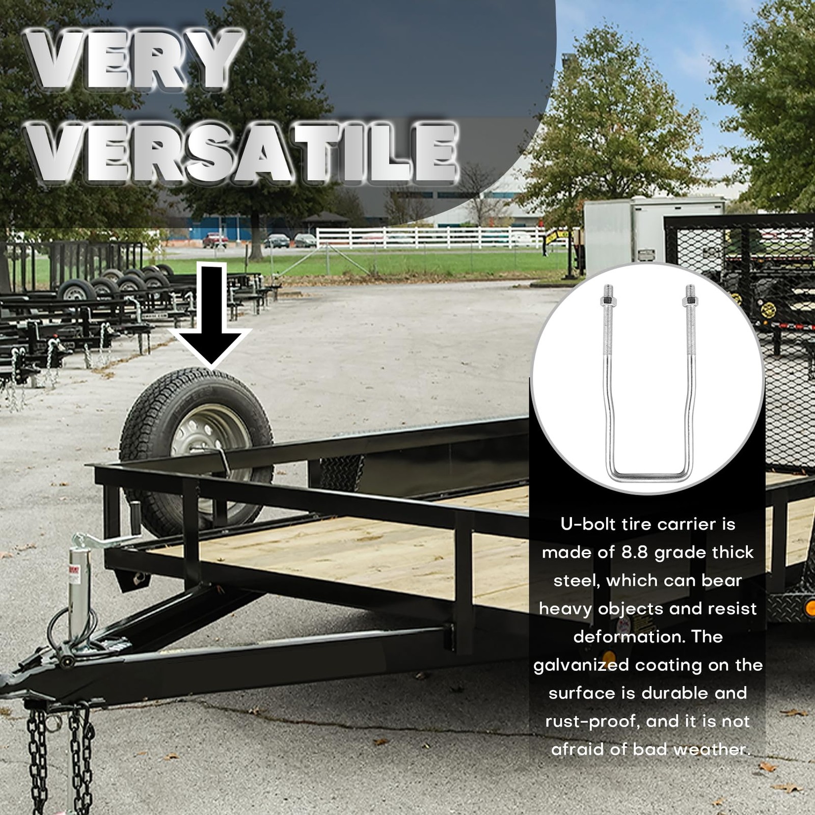 VONLX U-Bolt Spare Tire Carrier Holder Bracket for Trailer Side Mount 4 or 5 ...