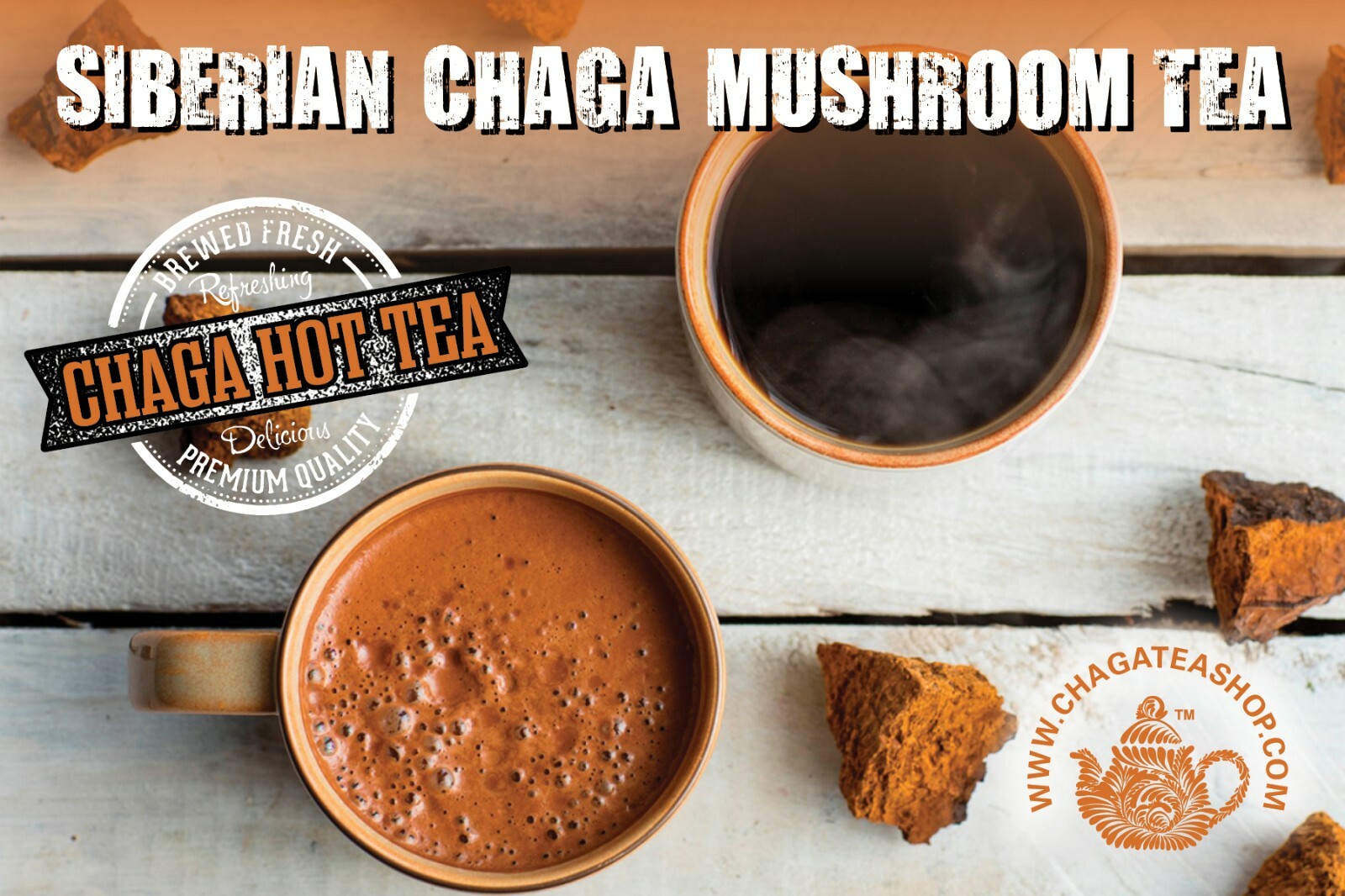 All Natural Siberian Chaga Mushroom Raw Powder Wild Harvested, Supreme Quality