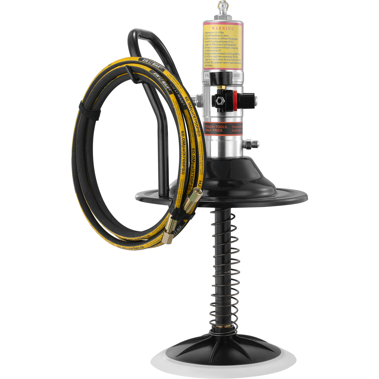 VEVOR Grease Pump Air Operated Grease Pump 0.6-0.8Mpa 13 ft Hose with Barrel Cap