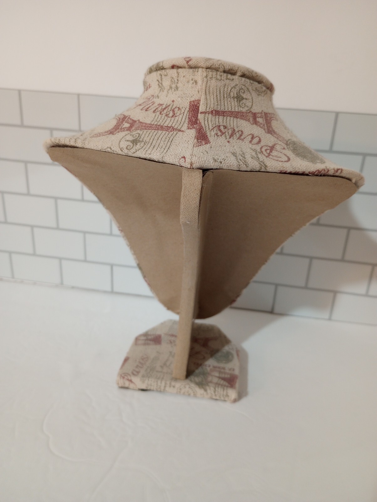 9" Linen Printed Necklace Jewelry Display Bust Eiffel Tower Paris