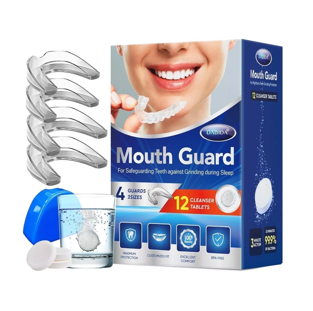 SEALED! 4 PACK DABIDA MOUTH GUARD FOR GRINDING TEETH AT NIGHT, SLEEP MOUTH GUARD