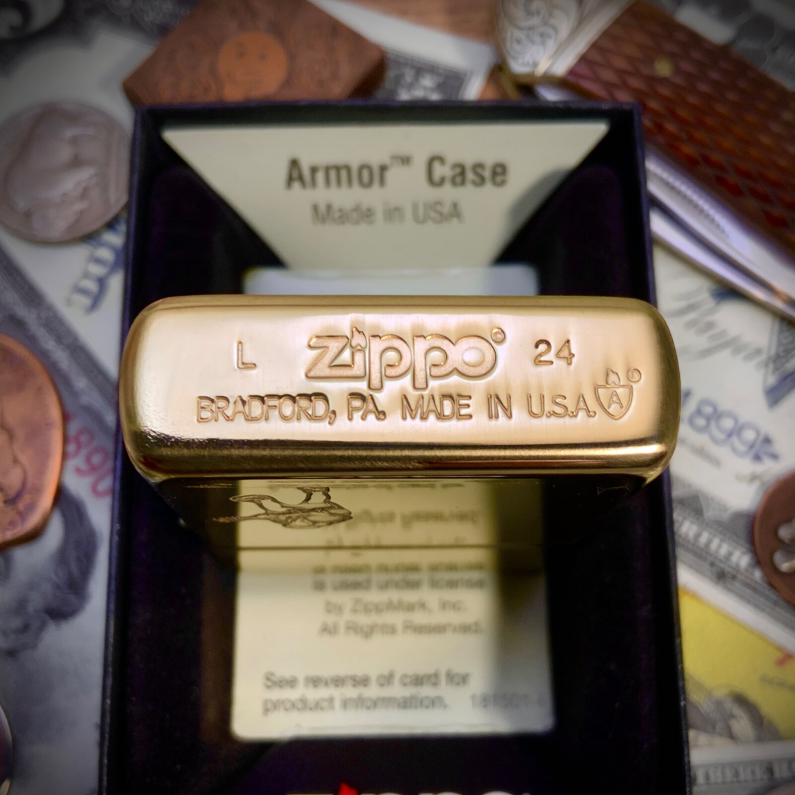 Zippo “Britannia” Bullion Coin Themed Engraved Brass Armor Cigarette Lighter