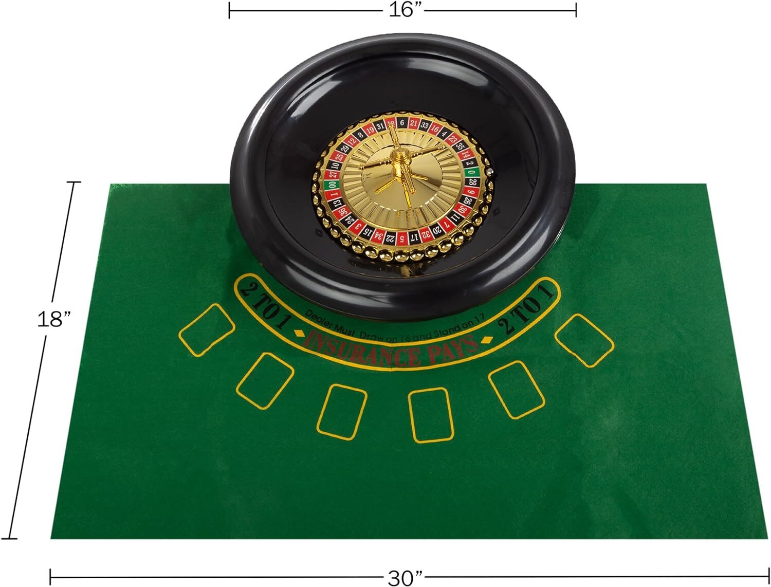 Casino Style 16 inch Roulette Wheel Gambling Gaming Set Large Size Felt FULL SET