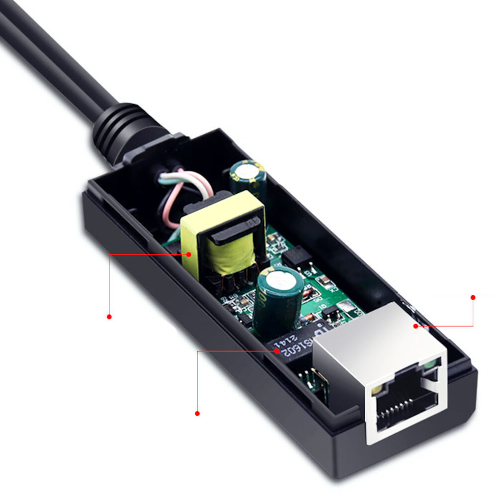 PoE Splitter 48V to 5V 2.4A Micro-USB Adapter IEEE 802.3af IP Camera Pi & More