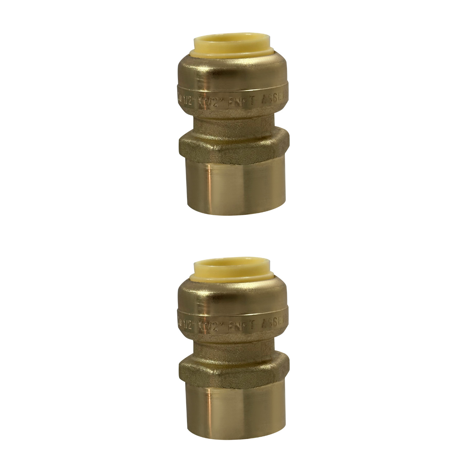 2 Pack XFITTING 1/2" Push Fit x 1/2" Female NPT Adapter, Lead Free Brass