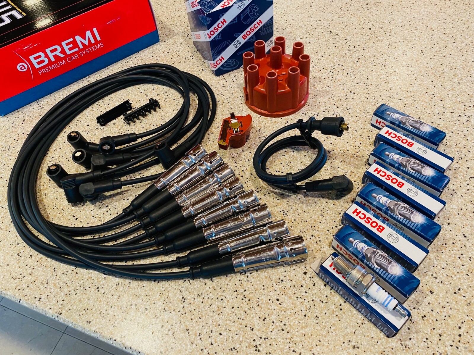 MERCEDES BENZ W107 350SL 450SL IGNITION TUNE UP KIT CAP ROTOR SPARK PLUG WIRE