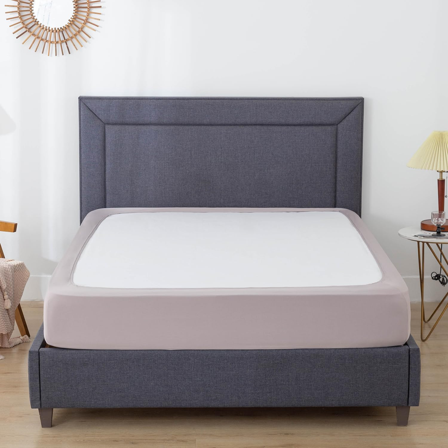 Box Spring Cover Queen Size, 4 Way Stretch Smooth and Elastic Wrap around Band 4