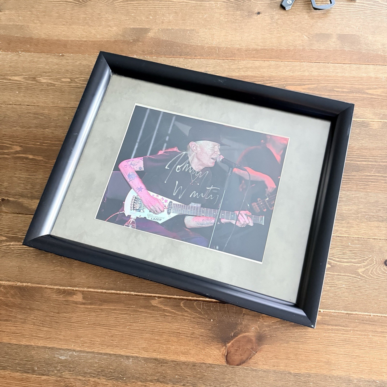 JOHNNY WINTER Signed Autograph 15x12" Framed Photo