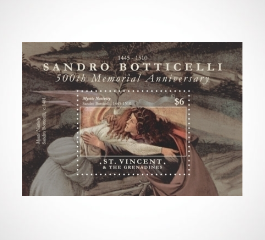 St. Vincent 2010 - SC# 3723 Sandro Botticelli, Nativity Painting Art - S/S - MNH