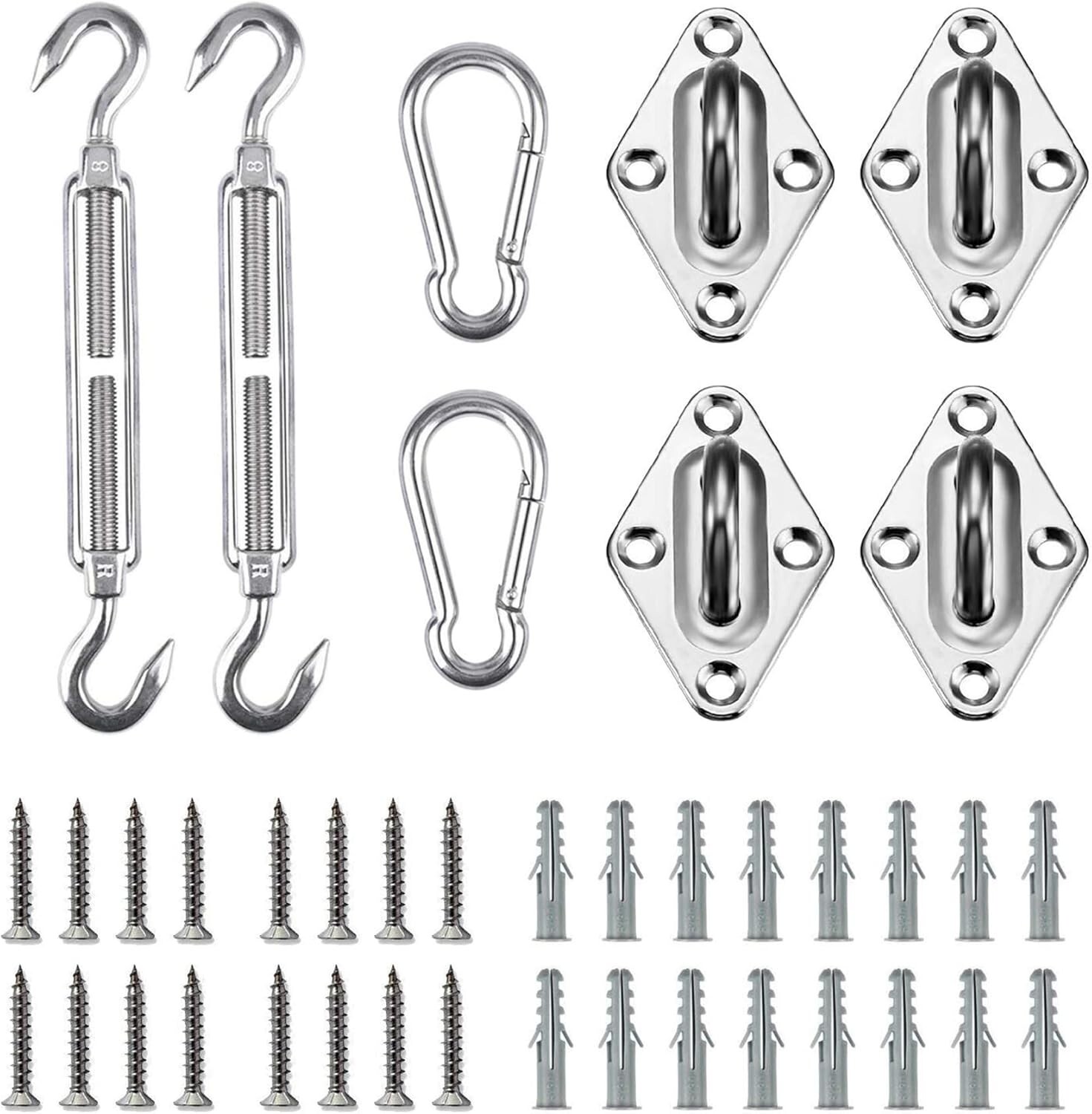 Sun Shade Sail Hardware Kit 5 Inch for Rectangle Square Shade - Stainless Steel
