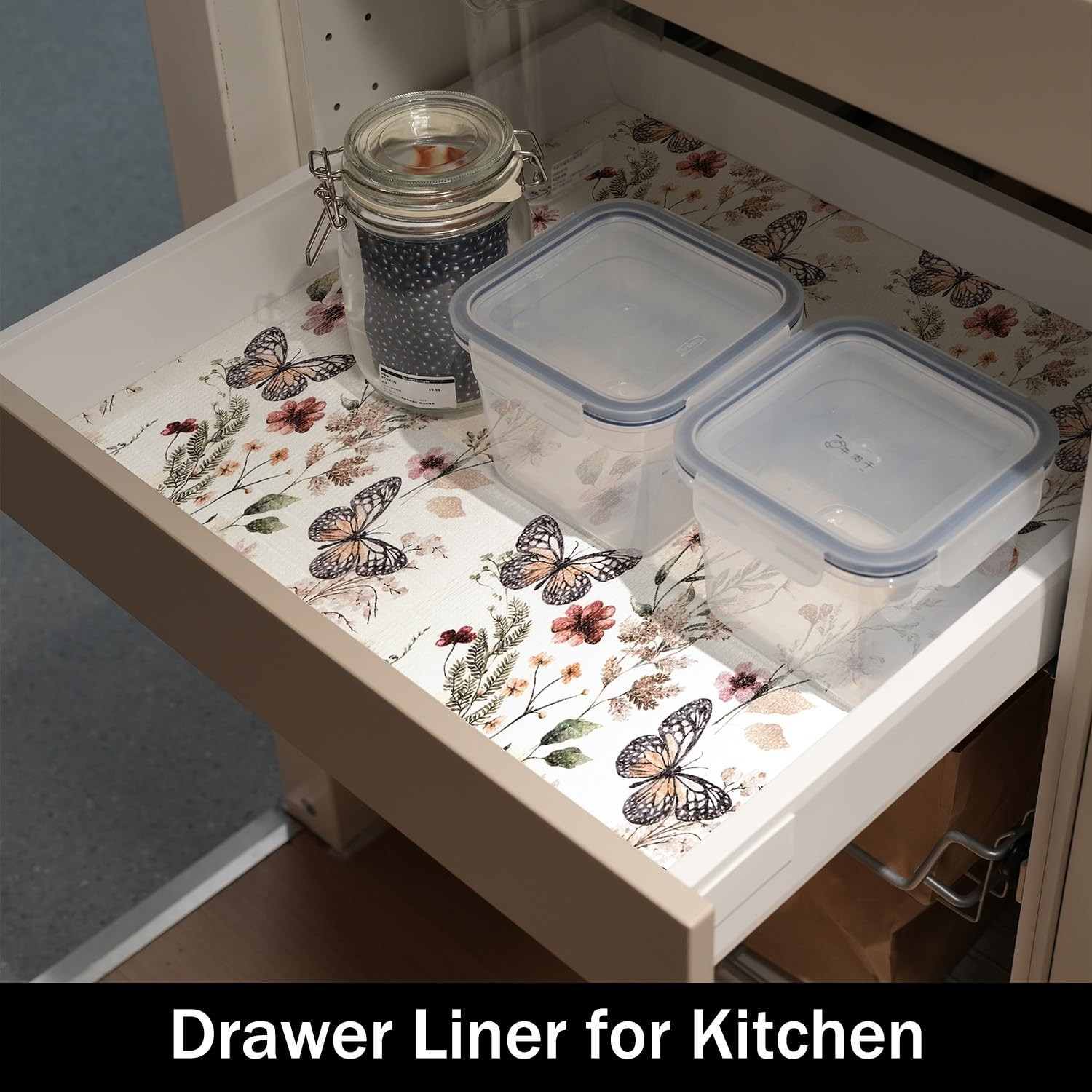 Floral Shelf Liners Non Adhesive and Strong Non-Slip Shelf and Drawer Liners ...